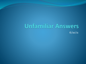 Unfamiliar Answers - HillcrestHighEnglish