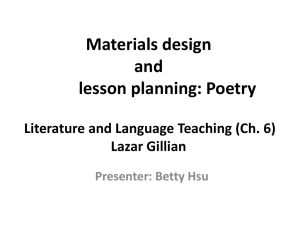 Poetry Literature and Language Teaching Lazar Gillian