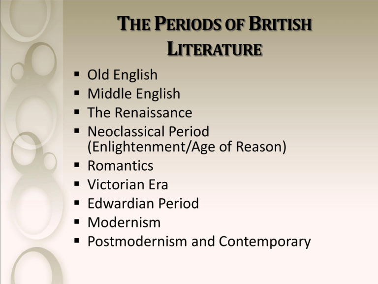 A History Of British Literature