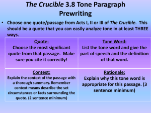 The Crucible 3.8 Tone Paragraph