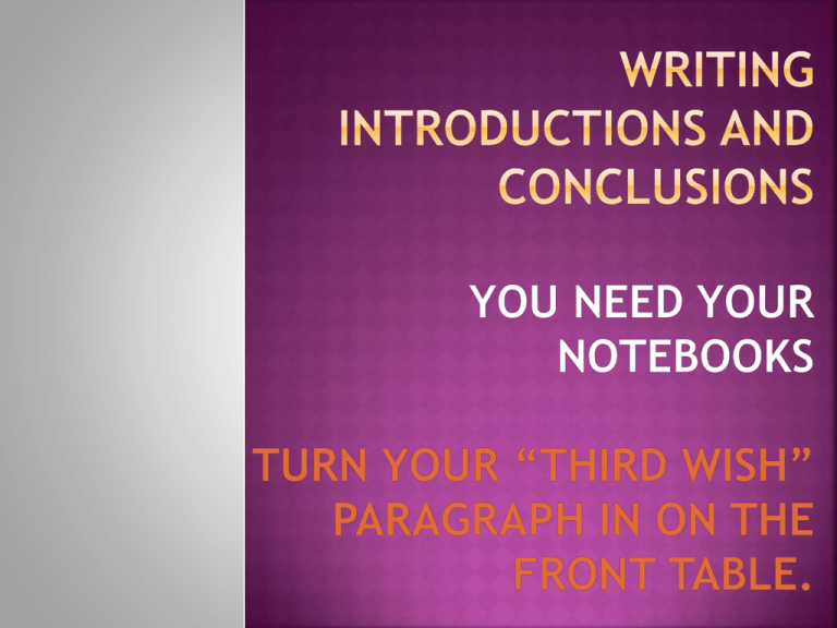 Writing Introductions And Conclusions