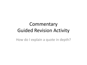Commentary- Adding Depth Guided Revision Activity 2014