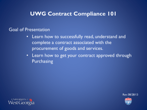 UWG Contract Compliance 101 - The University of West Georgia