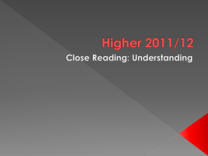 Higher 2011 close reading - understanding