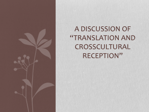 A Discussion of *Translation and CrossCultural Reception*