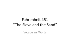 Fahrenheit 451 "The Sieve and the Sand" Vocabulary Words PPT