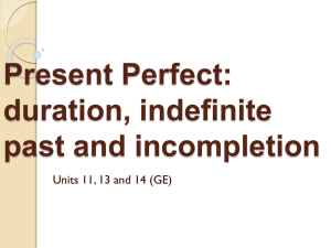 Present Perfect: Indefinite Past Present Perfect