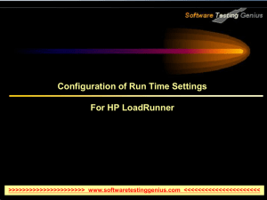 Configuration of Run Time Settings