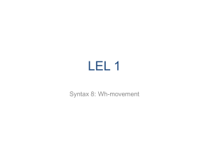 LEL 1 Syntax 8 slides - Linguistics and English Language