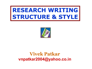 Law Research Writing Dr V Patkar