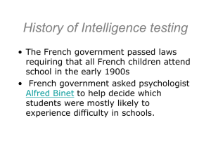 History of Intelligence testing