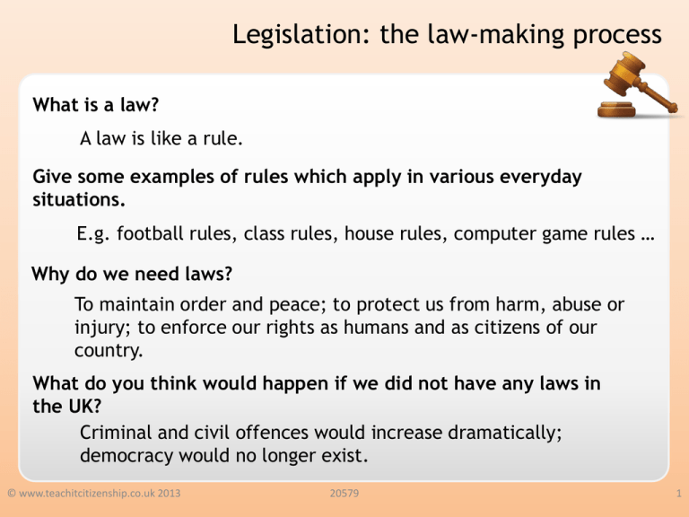 Legislation The Law making Process