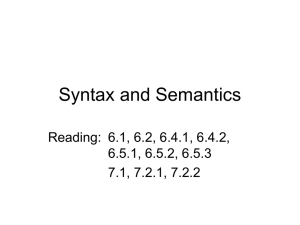Syntax &Semantics