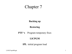 Backing up Restoring PTF `s Program temporary fixes