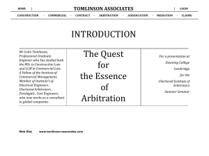 tomlinson associates - The Chartered Institute of Arbitrators, East