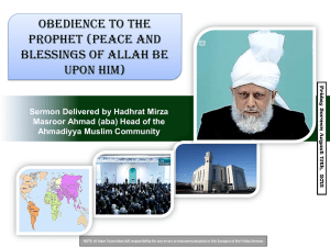 Obedience to The Prophet (peace and blessings of Allah be upon him)