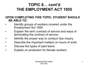 TOPIC 8 ADS 465 (ii) Employment Act