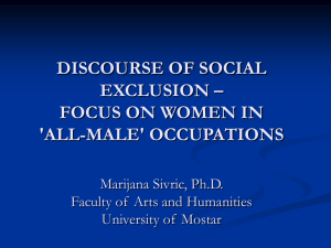 discourse of social exclusion – focus on women in `all