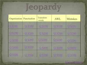 Writing Course Review Jeopardy