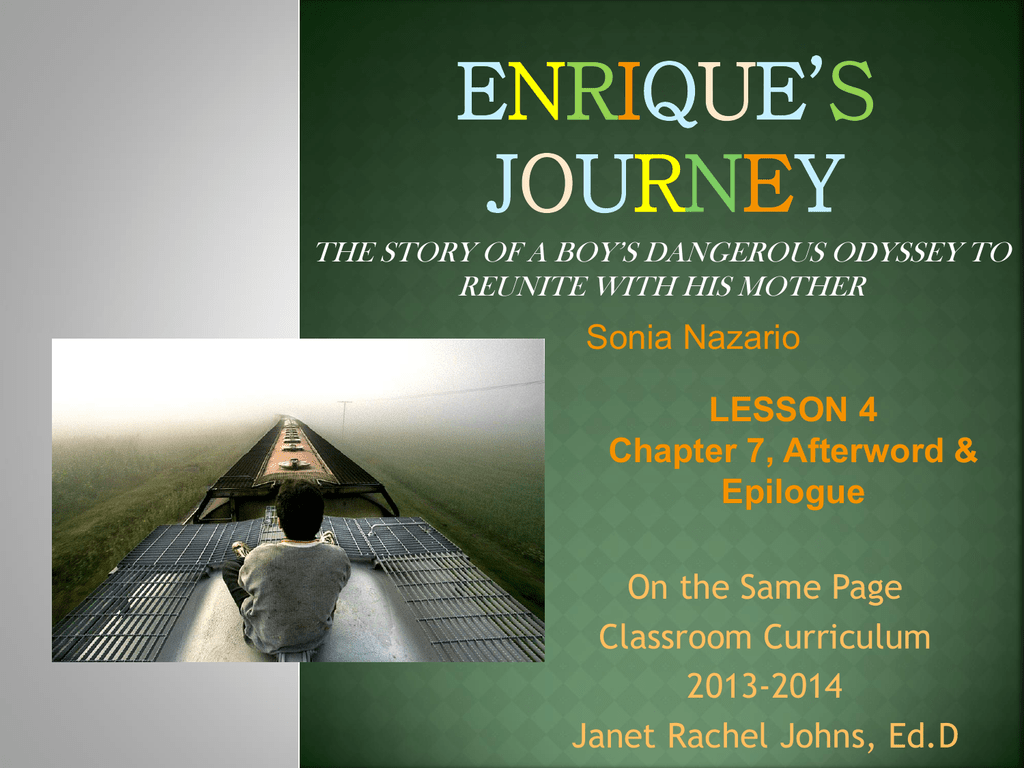 enrique's journey chapter 1 and 2 summary