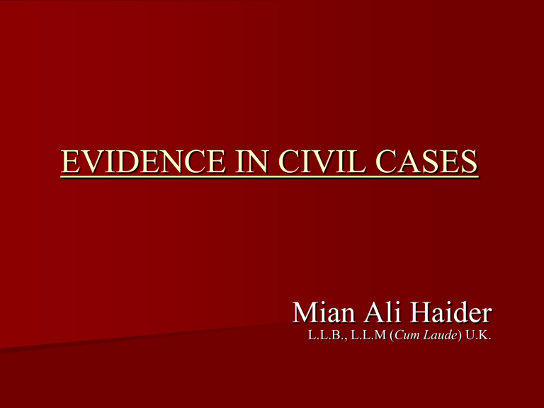 Evidence In Civil Cases