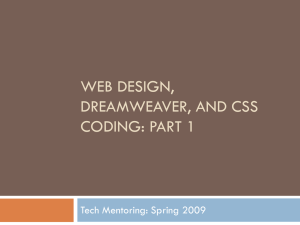 Web Design, Dreamweaver, and CSS Coding: part 1