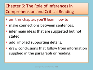 Chapter 6: The Role of Inferences in Comprehension and Critical