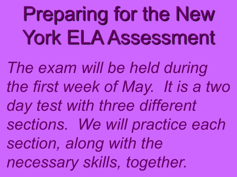 ELA State Test Review Newburgh Enlarged City School District