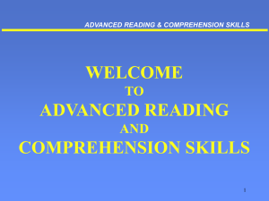 ADVANCED READING & COMPREHENSION SKILLS
