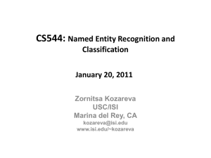 Named Entity Recognition I