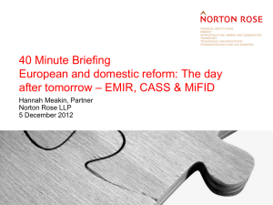 Financial services 40 minute briefing entitled `CASS