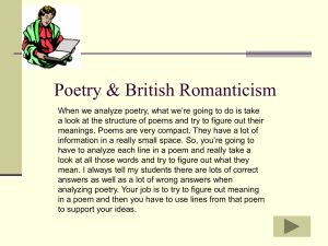 Lecture #5 Poetry & Brit Romanticism