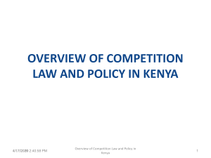 Overview of Competition Law and Policy in Kenya