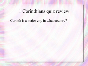 1 Corinthians quiz review - East Richland Christian Schools