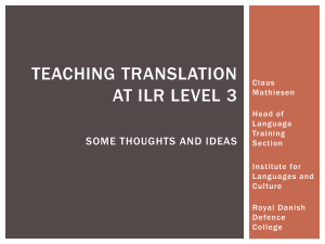 Teaching Translation for ILR Level 3. Developing Students` Mindset