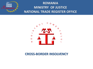 ROMANIA MINISTRY OF JUSTICE NATIONAL TRADE REGISTER OFFICE FUTURE