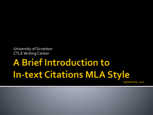 MLA in-text Citation - The University of Scranton
