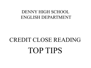 eastbank academy english department credit close reading : top