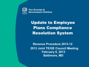 IRS Employee Plans Compliance Resolution System PPT