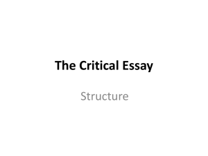 The Critical Essay