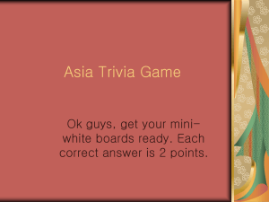 Asia Trivia Game