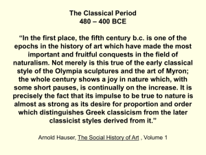 The Classical Period 480 – 400 BCE