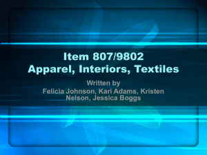 Item 807/9802 Apparel, Interiors, Textiles