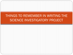 things to remember in writing the science investigatory
