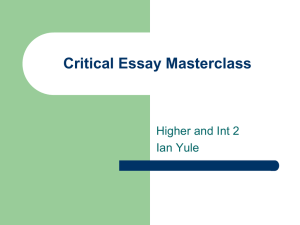 Critical Essays at Higher