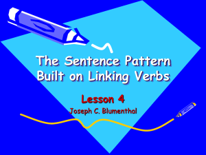 The Subject and Verb in the Simple Sentence