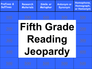 5th Grade Jeopardy