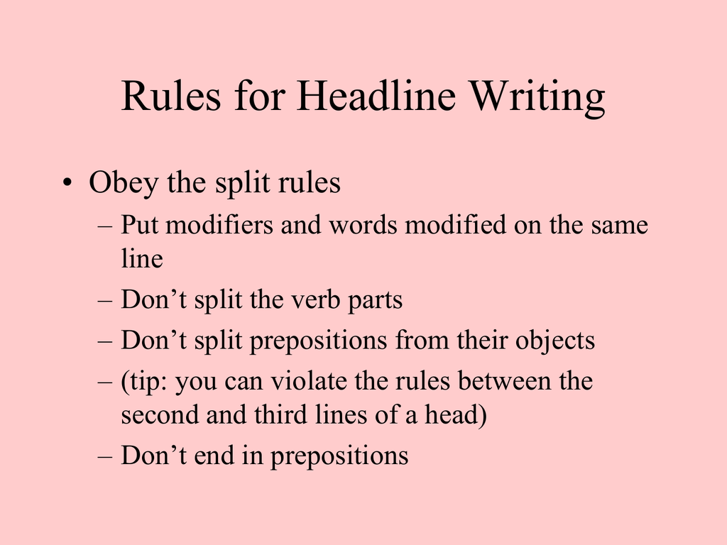 Rules For Headline Writing