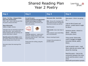 Shared Reading Weekly Plan – Poetry Y2