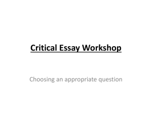 Critical Essay Workshop